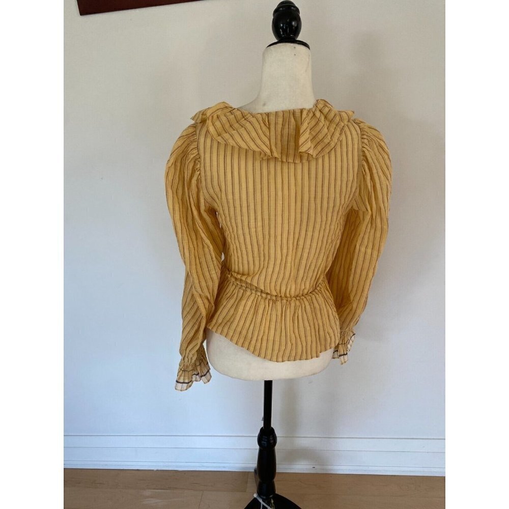 ULLA Johnson BNWOT Blouse "Kalila" V-Neck Stripe Sz 0 Striped Ruffles - Picture 5 of 10